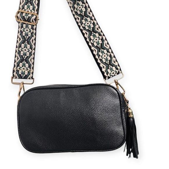 "The Sunday Bruncher" Black Russian Camera Style Crossbody Bag - Picture 12 of 16